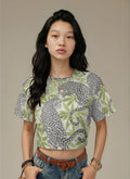 Leopard Cropped Ralgan T-Shirt