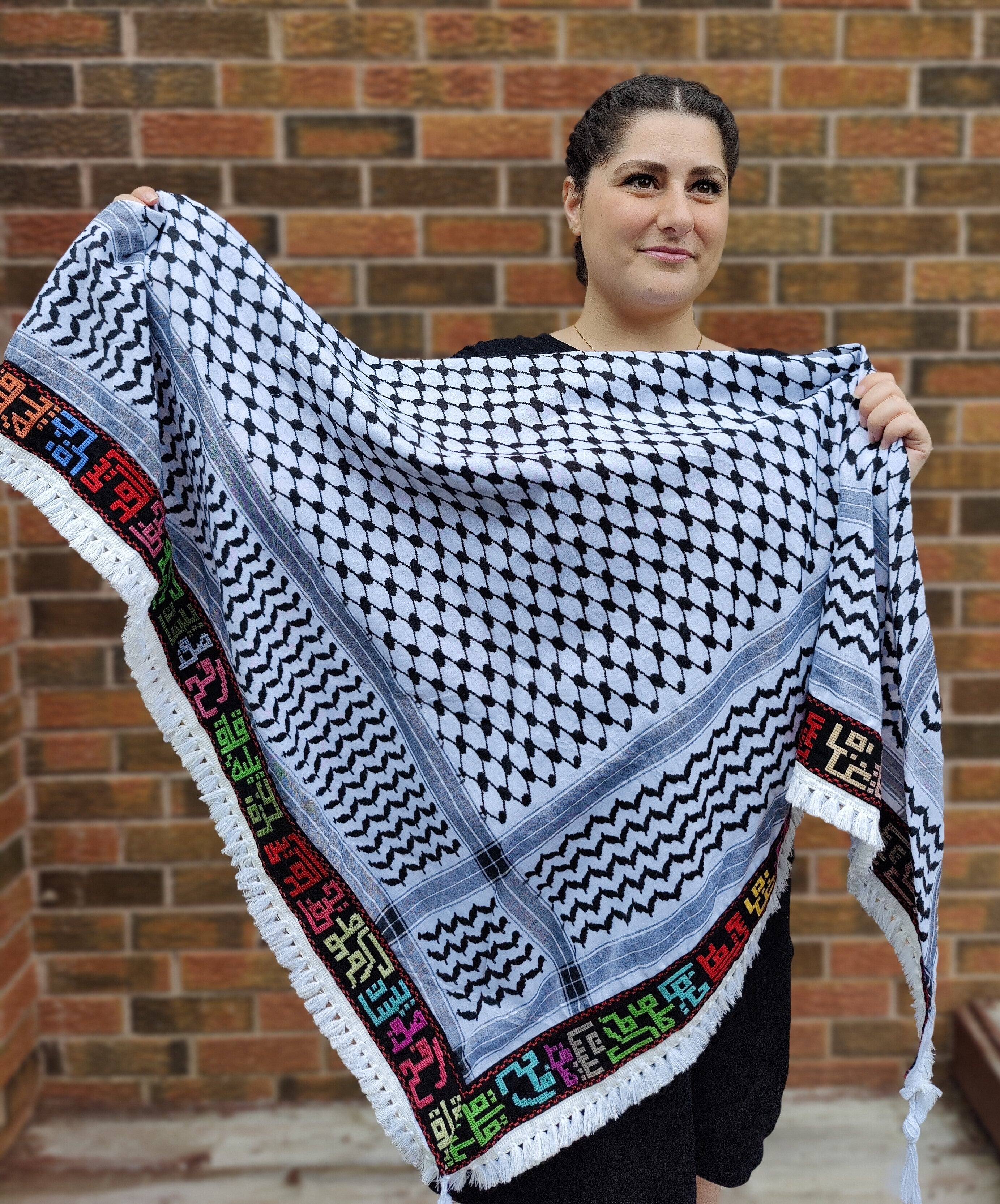 Mudun Tatreez Shawl (Keffiyeh) | Handmade Tassels