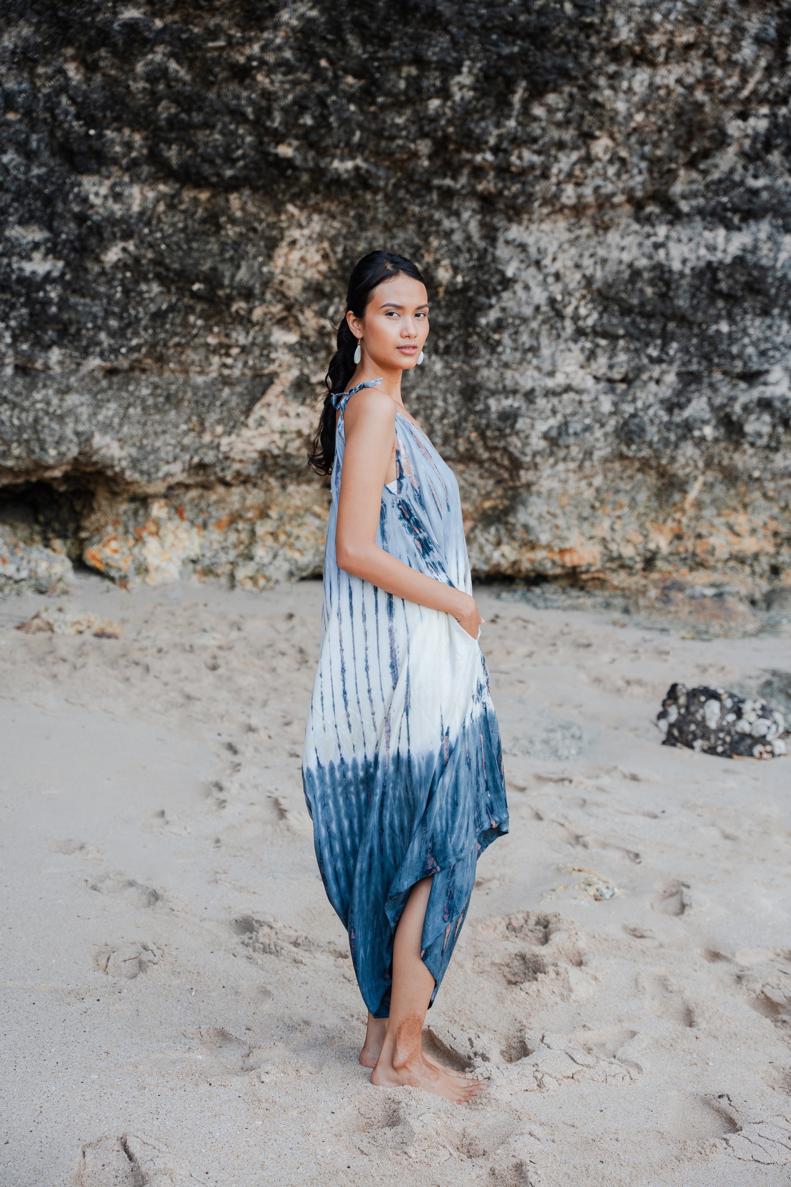 Tie Dye Lapis Ombre Romper - Grey & Cream