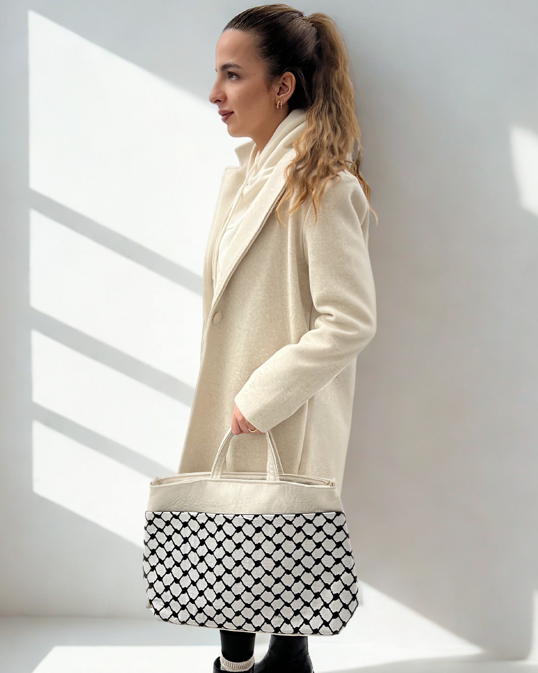Cross-Body Functional Bags – Tatreez & Kufiya | Zipper & Dual Handles | Palestinian Solidarity