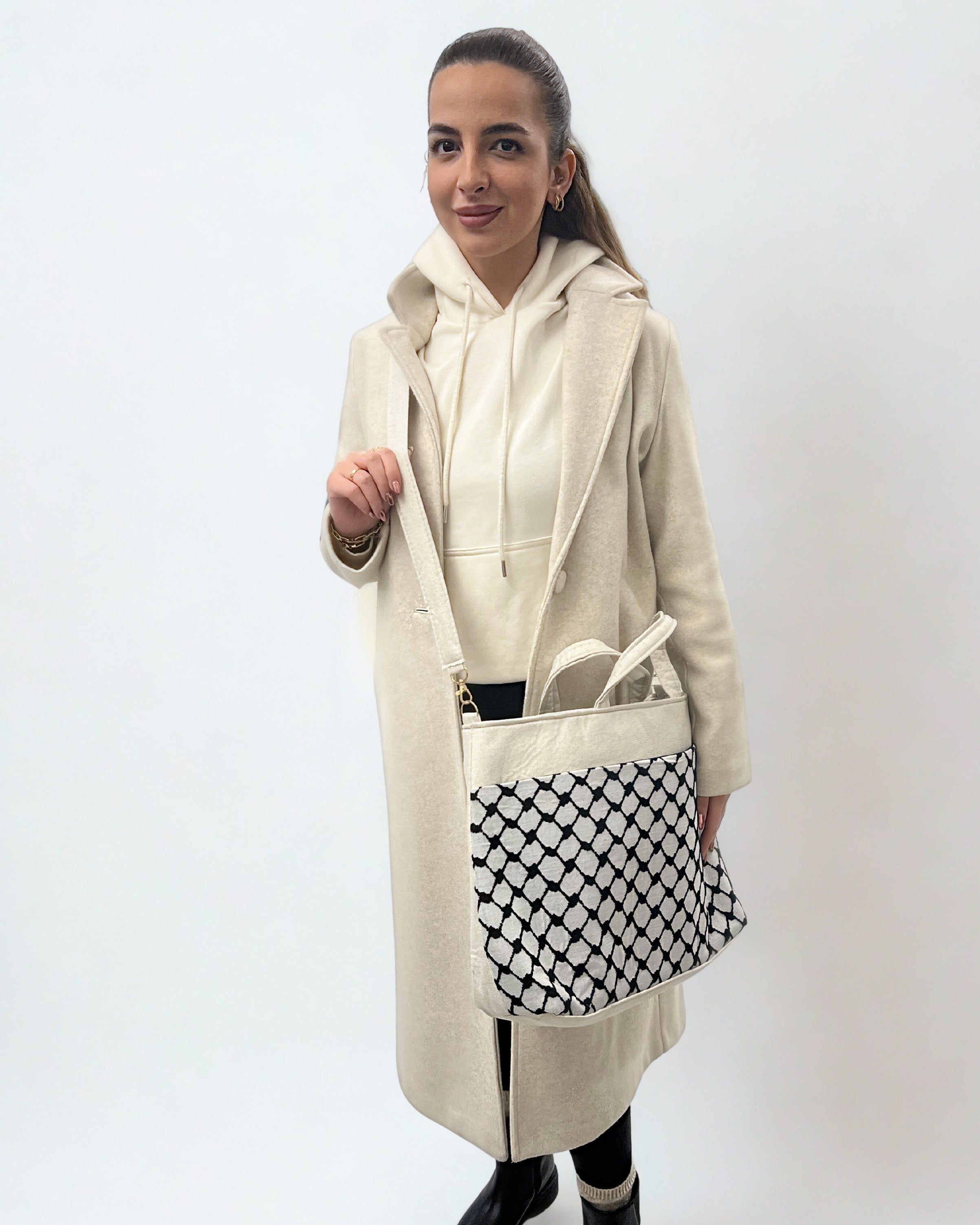 Cross-Body Functional Bags – Tatreez & Kufiya | Zipper & Dual Handles | Palestinian Solidarity