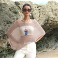 Sheer Mesh Poncho - Taupe